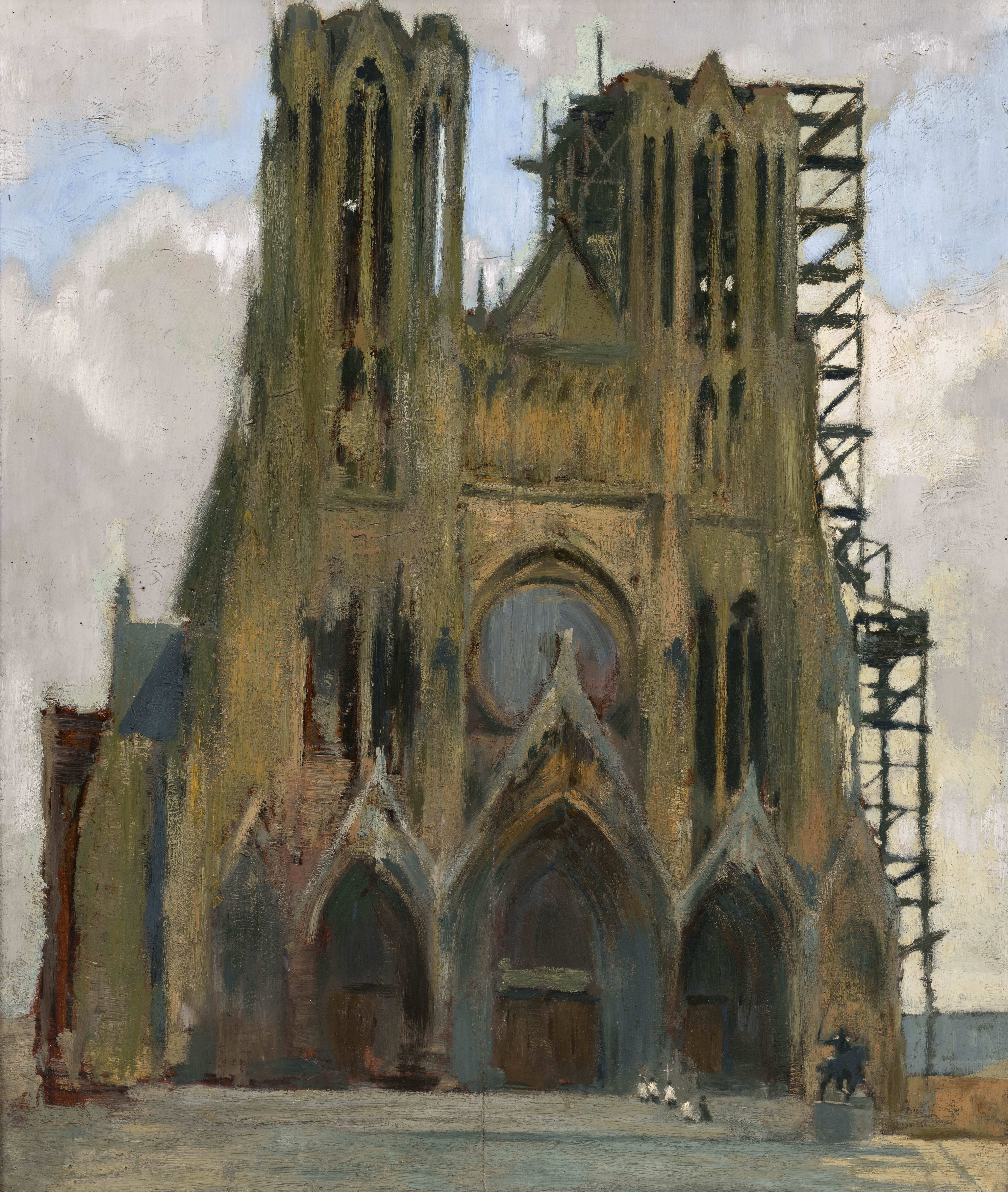 Cathédrale de Reims en travaux.